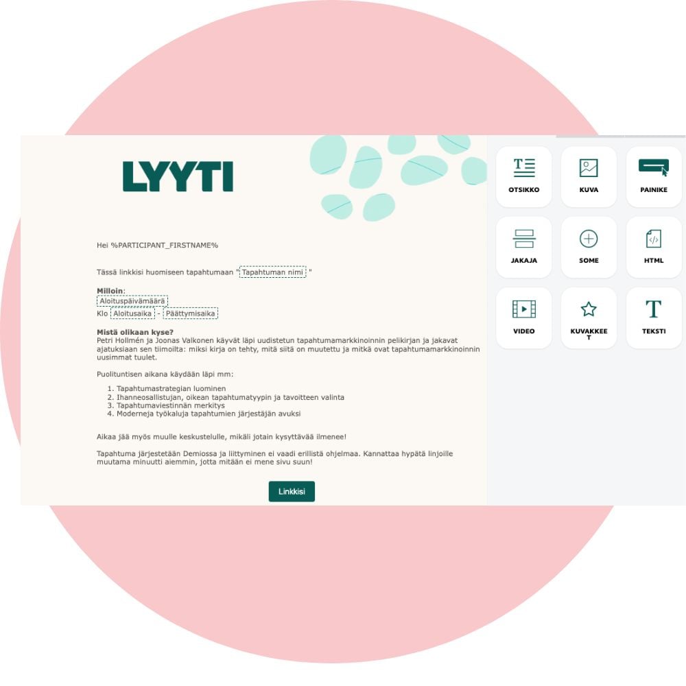 Viesti tapahtumasta tyylikkäästi Lyytillä