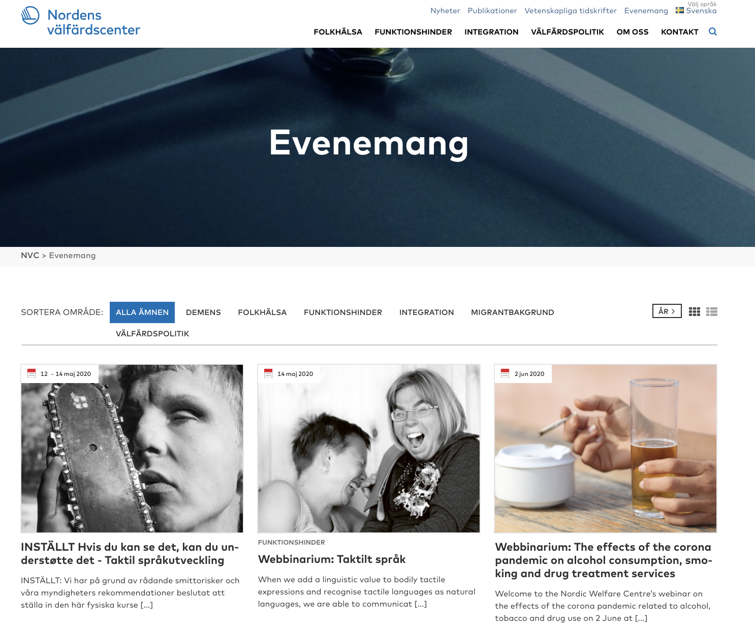 Nordens välfärdscenter eventkalender