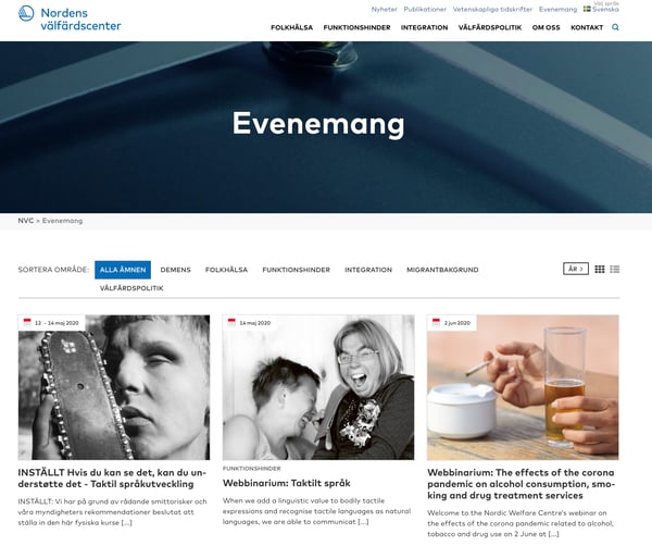 Kundcase: Nordens välfärdscenters eventkalender